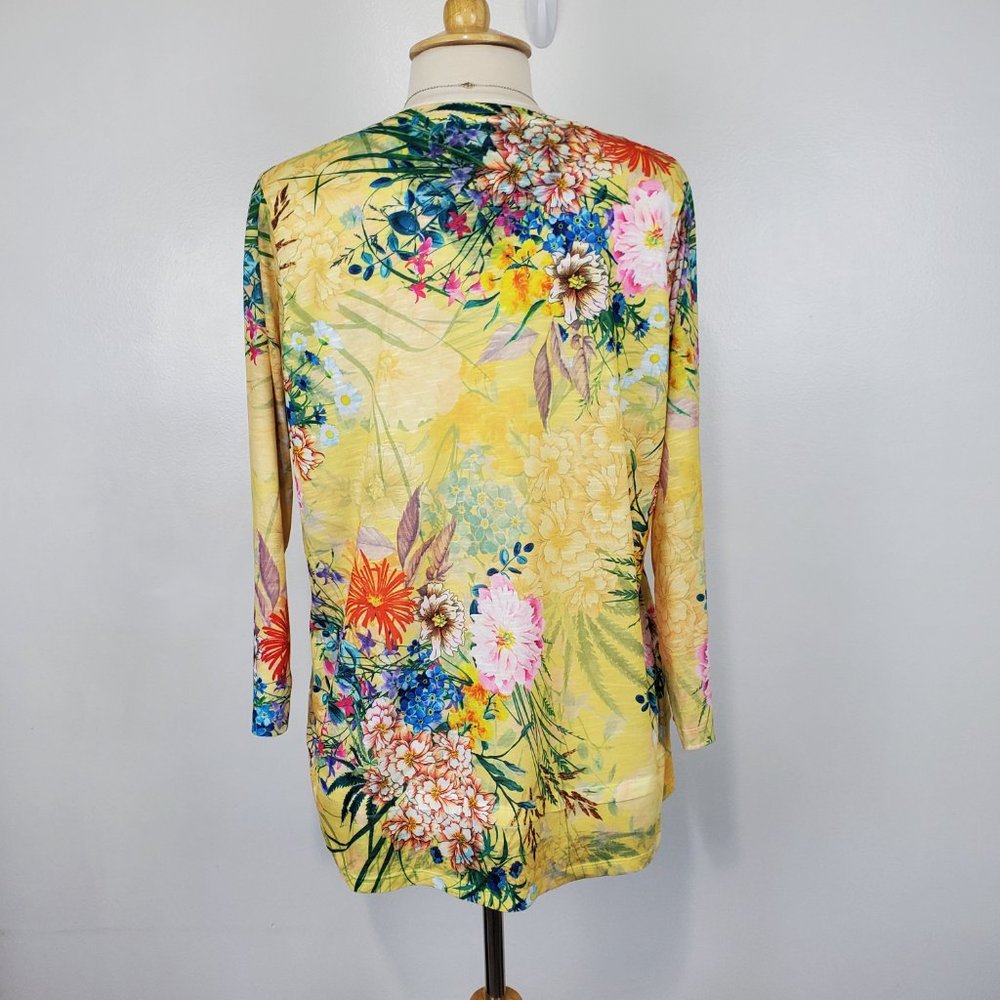 Concepts Beautiful Cheerful Garden Floral Bling V-Neck Top, NWOT, Size L (12-14) - Picture 9 of 16